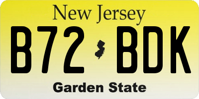 NJ license plate B72BDK