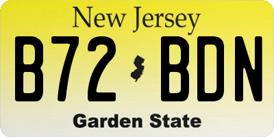 NJ license plate B72BDN
