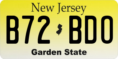 NJ license plate B72BDO