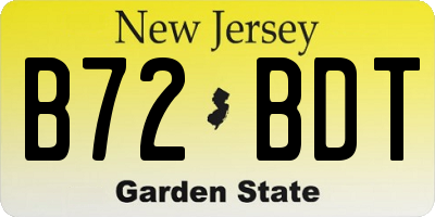 NJ license plate B72BDT