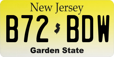NJ license plate B72BDW