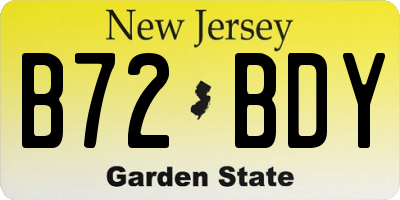 NJ license plate B72BDY