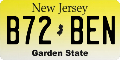 NJ license plate B72BEN