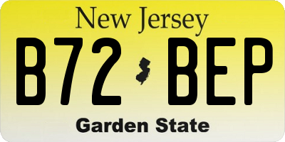 NJ license plate B72BEP