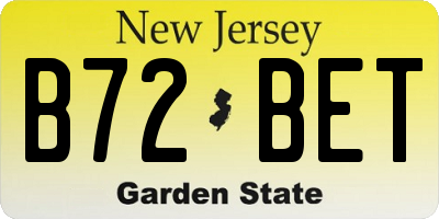 NJ license plate B72BET