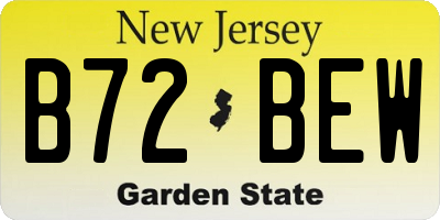 NJ license plate B72BEW