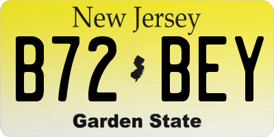 NJ license plate B72BEY