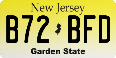 NJ license plate B72BFD