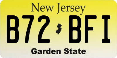 NJ license plate B72BFI
