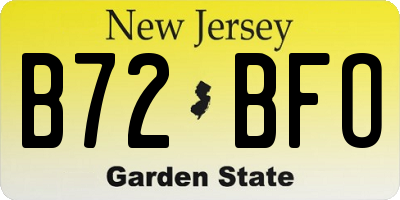 NJ license plate B72BFO