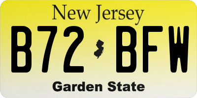 NJ license plate B72BFW
