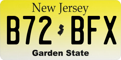 NJ license plate B72BFX