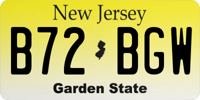 NJ license plate B72BGW