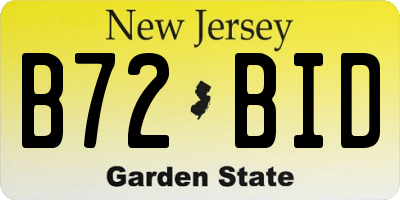 NJ license plate B72BID