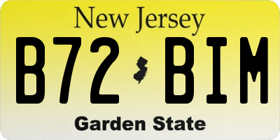 NJ license plate B72BIM
