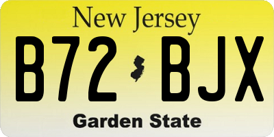NJ license plate B72BJX