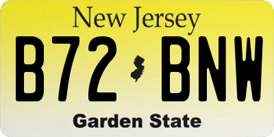 NJ license plate B72BNW