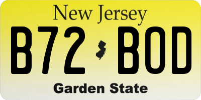 NJ license plate B72BOD