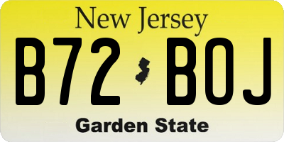 NJ license plate B72BOJ