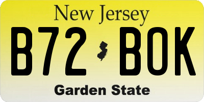 NJ license plate B72BOK