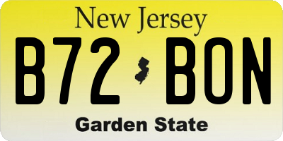 NJ license plate B72BON