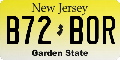 NJ license plate B72BOR