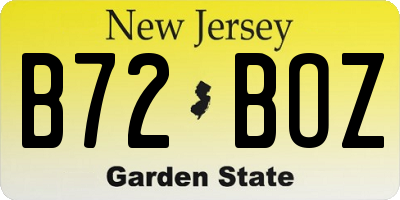 NJ license plate B72BOZ