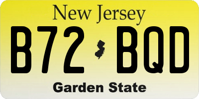 NJ license plate B72BQD