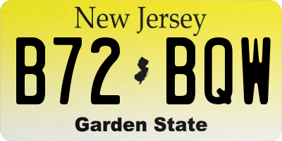 NJ license plate B72BQW