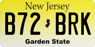 NJ license plate B72BRK