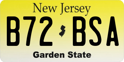 NJ license plate B72BSA