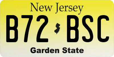 NJ license plate B72BSC