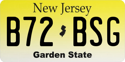 NJ license plate B72BSG