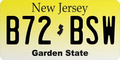 NJ license plate B72BSW