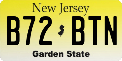 NJ license plate B72BTN