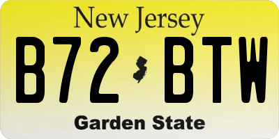 NJ license plate B72BTW