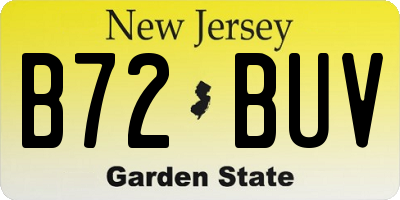 NJ license plate B72BUV