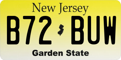 NJ license plate B72BUW