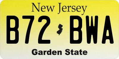NJ license plate B72BWA