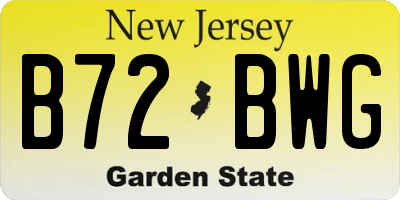 NJ license plate B72BWG