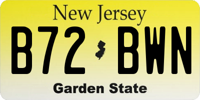 NJ license plate B72BWN