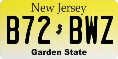 NJ license plate B72BWZ