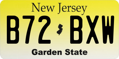 NJ license plate B72BXW
