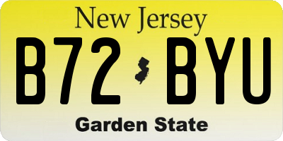 NJ license plate B72BYU