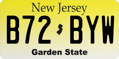 NJ license plate B72BYW