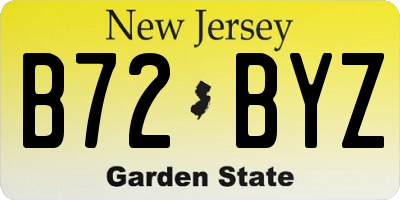 NJ license plate B72BYZ