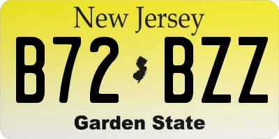 NJ license plate B72BZZ