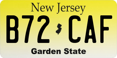 NJ license plate B72CAF