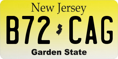 NJ license plate B72CAG
