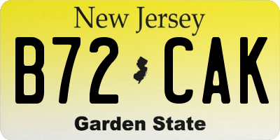 NJ license plate B72CAK